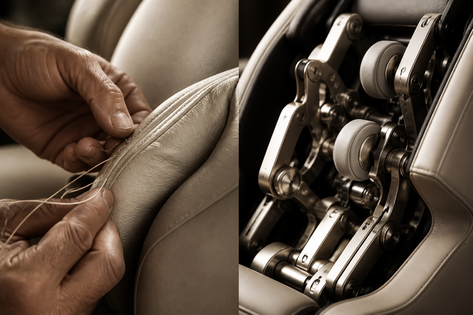 Hand-finished Mazzi leather and Relaxbro precision mechanism